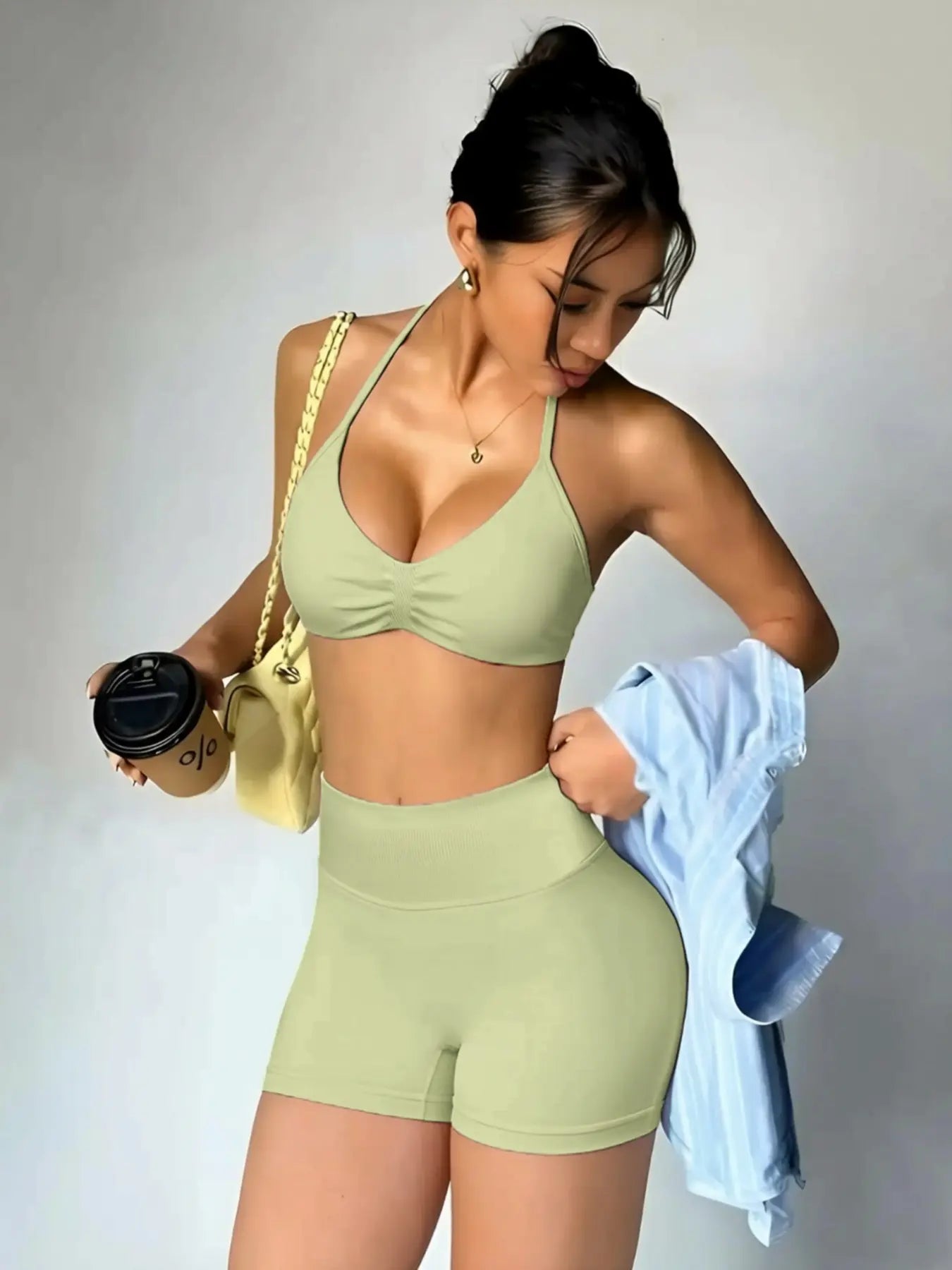 Sassy Summer Yoga Gear: Twerk It Out Tank and Booty-Hugging Shorts for Running from Your Responsibilities!
