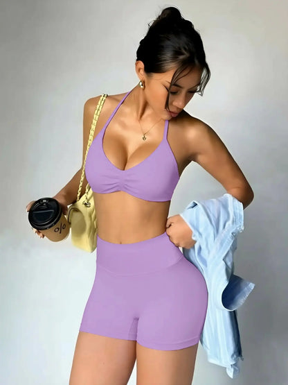 Sassy Summer Yoga Gear: Twerk It Out Tank and Booty-Hugging Shorts for Running from Your Responsibilities!