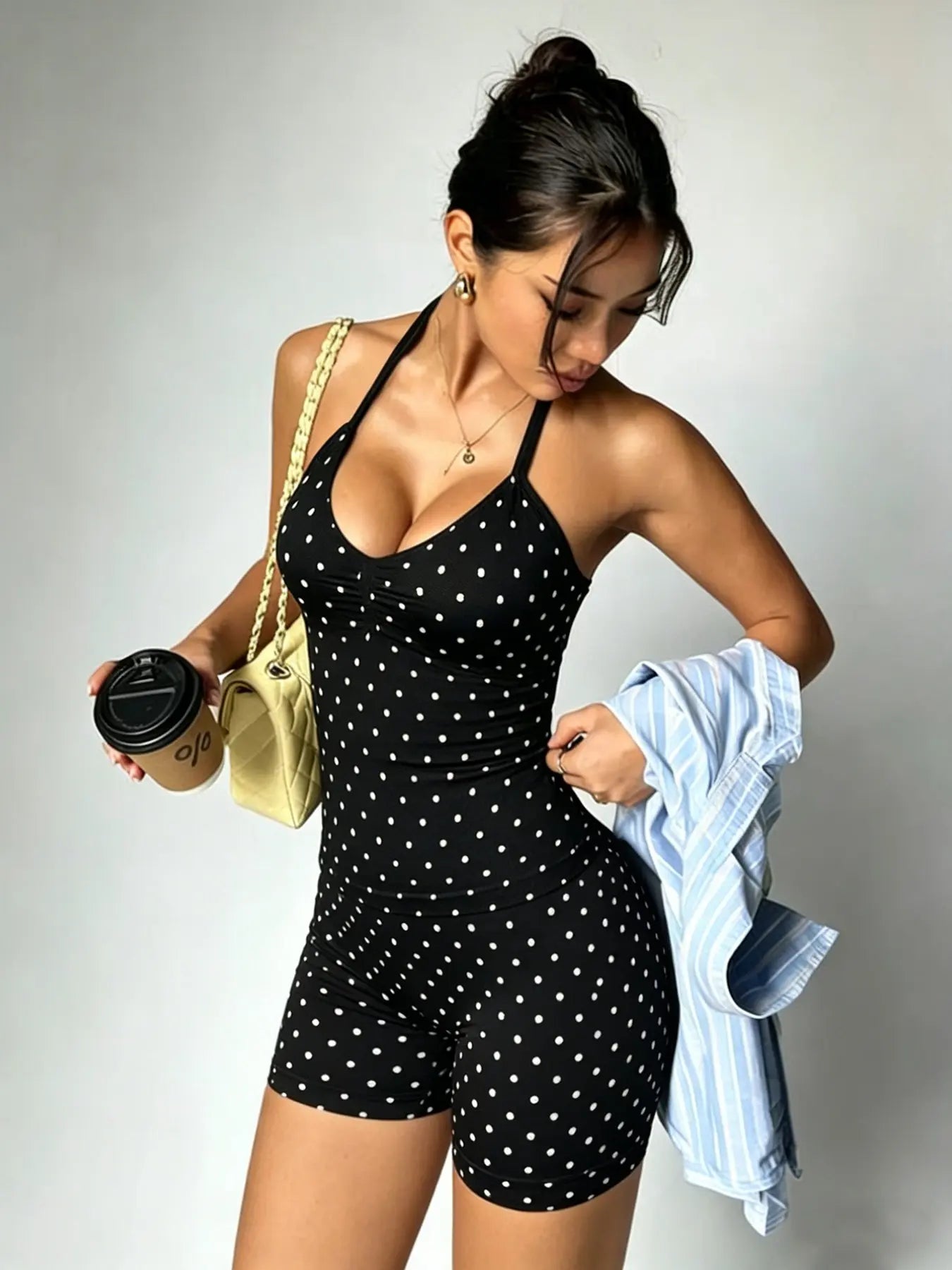 Polka Dot Power-Up: The Sporty Outfit That Says "I Can Run... to Brunch!